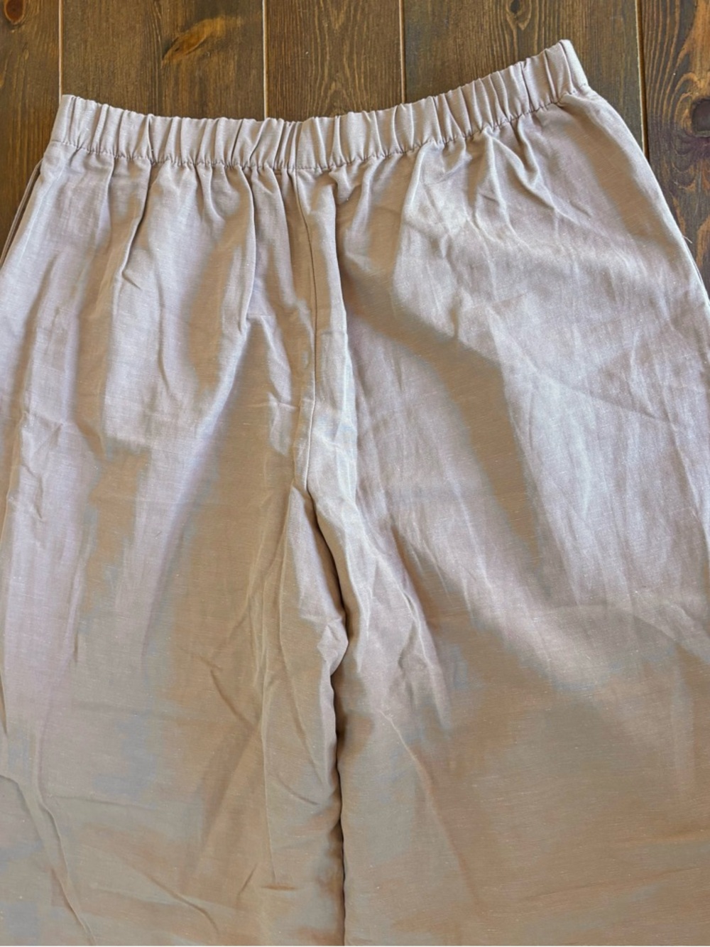 Zara Linen Blend Wide Leg Pull-On Pants Pleated Front Neutral Tan Size Medium - Picture 10 of 13